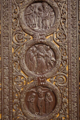 Saint Denis basilica. Reliefs on the central door. Christ's Passion.  France.