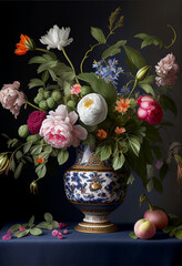 Obraz premium floral still life on a dark background