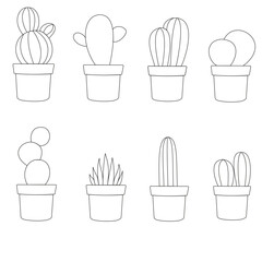 A set of cacti and juicy icons. Icons such as factory, spike, spike, flower, houseplants, decorations and much more are included.