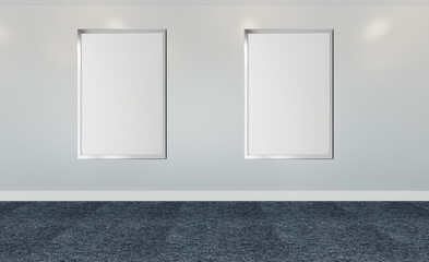 Modern meeting room. 3D rendering.. Mockup.   Empty paintings