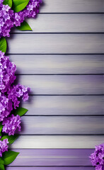 Fototapeta na wymiar lilac flowers on wooden background