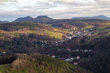 Medieval Königstein Fortress, located on a rocky hill above the Elbe River in Saxon Switzerland, cannon on the defensive walls, Königstein, Germany