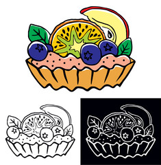 Słodka babeczka z różowym kremem i kolorowymi owocami. Smaczne ciasteczko prosto z cukierni, deser, przekąska do kawy. Maślana babeczka ze śmietankowym kremem © Olga