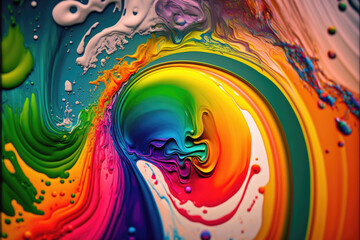 Colored paint splash isolated on background.generative ai