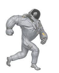 astronaut cartoon is walking fast