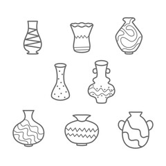 set of hand drawn vases