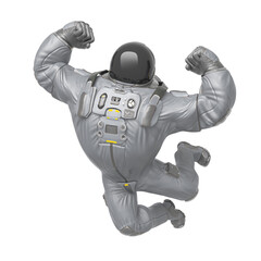 astronaut cartoon is doing a happy smash jump