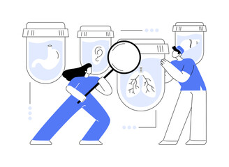 Lab-grown organs abstract concept vector illustration.