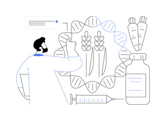 Genetically modified foods abstract concept vector illustration.