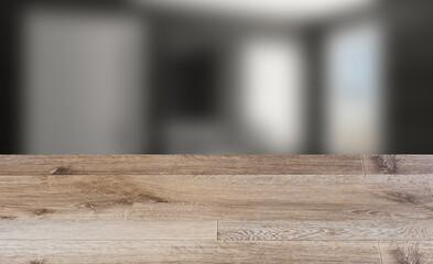 Scandinavian bathroom, classic  vintage interior design. 3D rendering.. Blank paintings.  Mockup., Background with empty wooden table. Flooring.