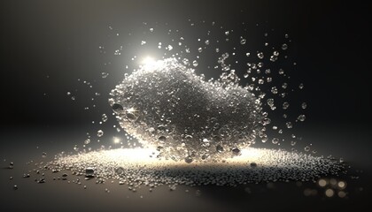 Explosion of White Dust Grains Becoming Dispersed in the Air Generated by AI