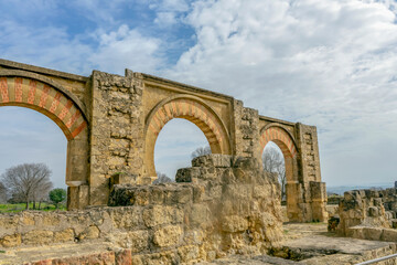 Fototapeta na wymiar CORDOVA, SPAIN - FEBRUARY 12, 2023: The ruins of Medina Azahara, a fortified Arab Muslim medieval palace-city near Cordova, Spain on February 12, 2023