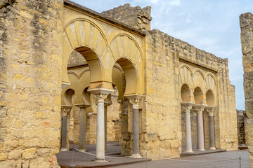 CORDOVA, SPAIN - FEBRUARY 12, 2023: The ruins of Medina Azahara, a fortified Arab Muslim medieval palace-city near Cordova, Spain on February 12, 2023