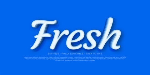 Creative 3d text fresh editable style effect template on blue background