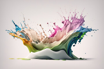 Obraz na płótnie Canvas multicolors paint splashing explosion in the air.background.Generative AI
