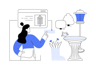 Garden ornaments abstract concept vector illustration.