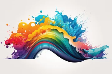 Badezimmer Foto Rückwand multicolors paint splashing explosion in the air.background.Generative AI © premyuda