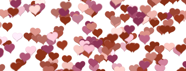 colorful flying hearts on a blue background. 3d