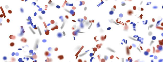 Confetti - Red white blue shiny confetti Confetti on white background, isolate, tricolor concept,
