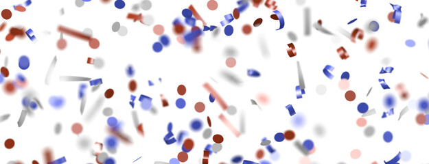 Confetti - Festive background with confetti in the shape of Confetti in the color of the American flag. - obrazy, fototapety, plakaty