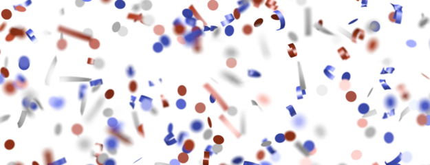 Confetti - Festive background with confetti in the shape of Confetti in the color of the American flag.