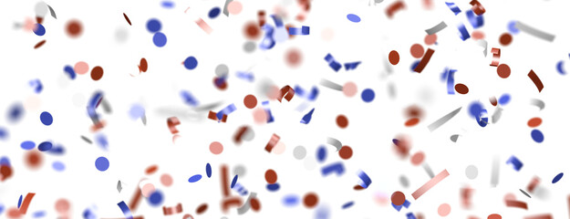 Fototapeta na wymiar Confetti - A blue glitter confetti border with red and blue Confetti on white