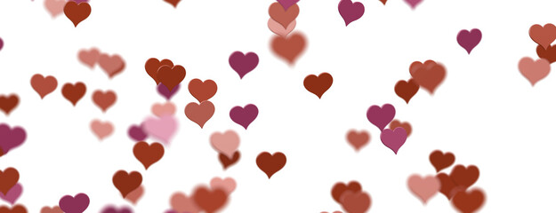 Falling love heart confetti 3d illustration