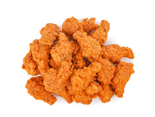 Heap of fried spicy chicken isolated on transparent background. PNG
