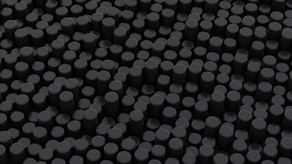 3D Futuristic circles dark black background Abstract geometric grid cylinder pattern.