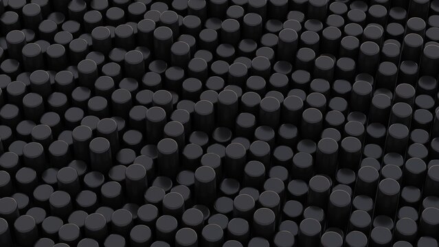 3D Futuristic circles dark black background Abstract geometric grid cylinder pattern. © Darcraft