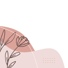 Abstract aesthetic shape corner border with hand drawn floral