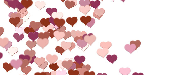 Falling love heart confetti 3d illustration