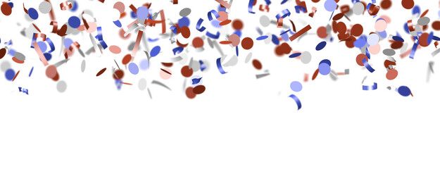 Fototapeta na wymiar Confetti - Red white blue shiny confetti Confetti on white background, isolate, tricolor concept,