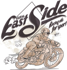 motorcycle illustration and type for print