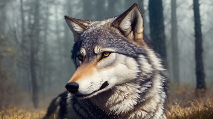 Fototapeta premium Lobo Majestuoso, IA Generativa