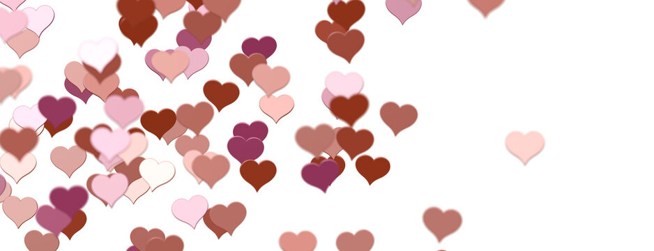 Falling love heart confetti 3d illustration