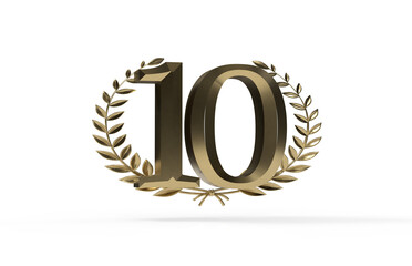 3d golden 10 years anniversary celebration with star background