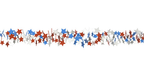 Stars - Red white blue shiny confetti stars on white background, isolate, tricolor concept, independence and freedom day USA