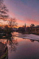 Obraz premium walking around Bath historic city centre at dawn