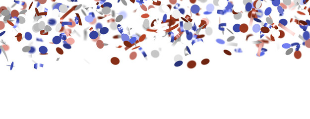 Confetti - Red white blue shiny confetti Confetti on white background, isolate, tricolor concept,