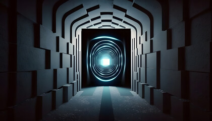 Abstract dark tunnel and bright light background