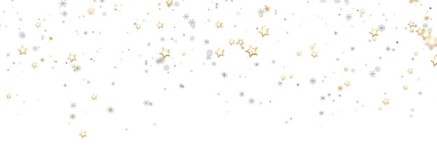 golden openwork shiny snowflakes, star, 3D rendering.