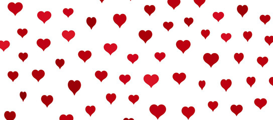 Falling red and pink hearts isolated on transparent background. Valentine’s day design.