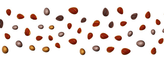 Easter eggs collection. White and gold 3d elegant design elements.