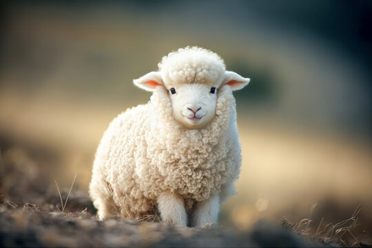 Portrait of a cute lamb. Generative AI.