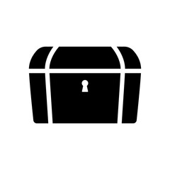 Old chest icon. Black silhouette. Front side view. Vector simple flat graphic illustration. Isolated object on a white background. Isolate.