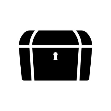recommend clip art: Old chest icon. Black silhouette. Front side view. Vector simple flat graphic illustration. Isolated object on a white background. Isolate.