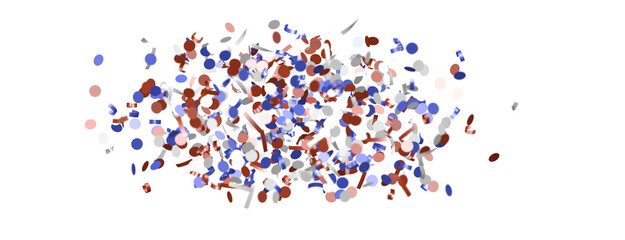 Confetti - Festive background with confetti in the shape of Confetti in the color of the American flag. US independence day.