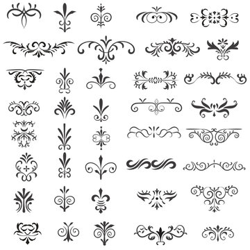 Ornamental Rule Lines in Different Design, Decorative dividers, Swirl elements, Vector graphic elements for design vector elements