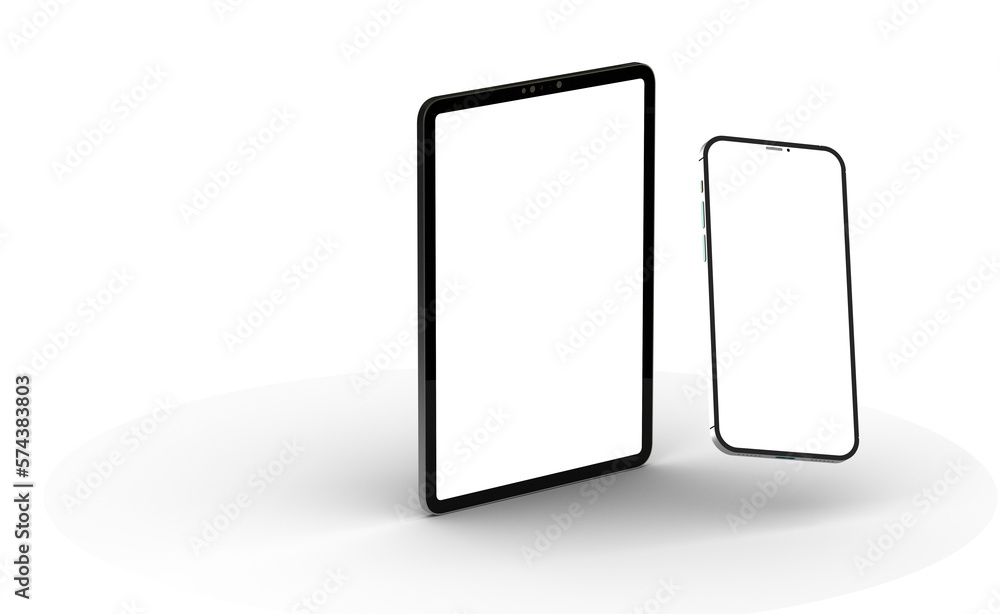Aufkleber Black tablet computer with blank screen, isolated on white background